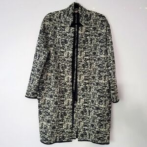 Philosophy black and white jacquard open front topper jacket large